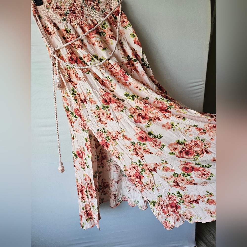 Forever 21 Floral Maxi Skirt (NWT), Size M, with Rope Belt and Side Slits - Picture 4 of 16